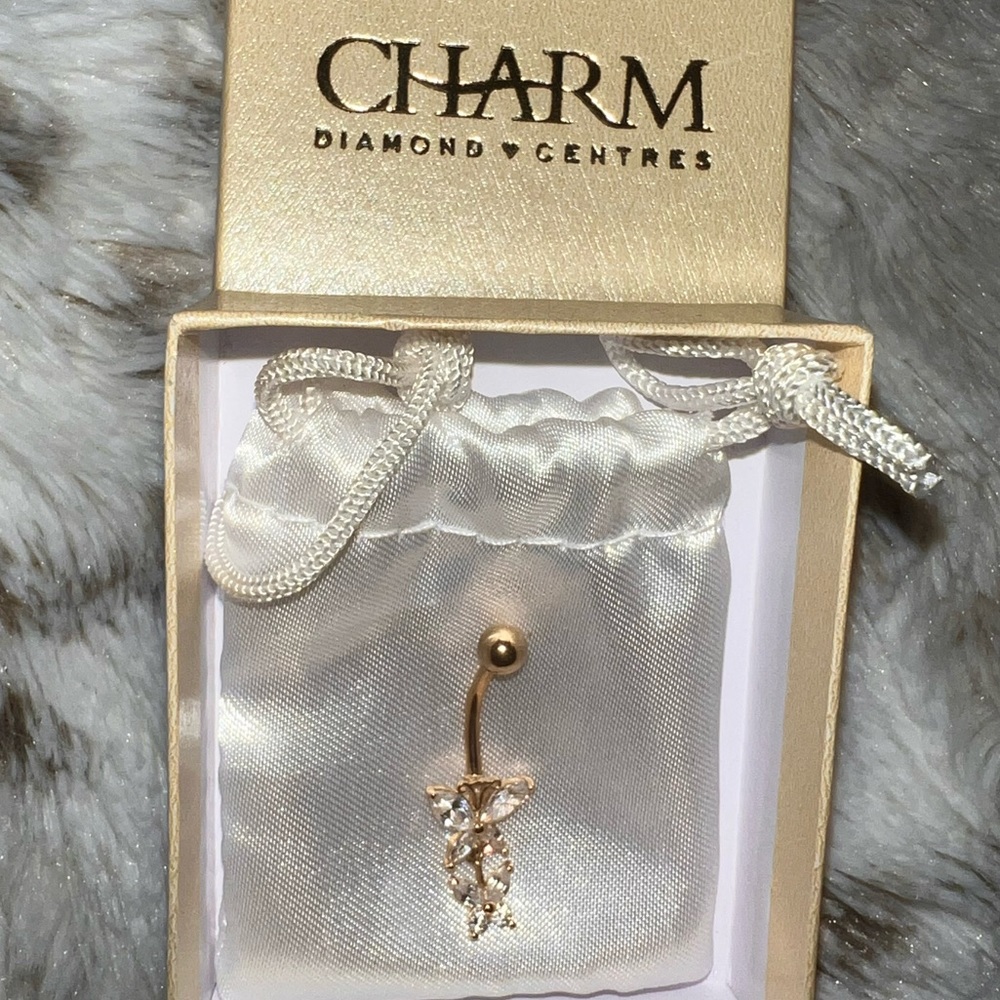 14 karat butterfly belly ring